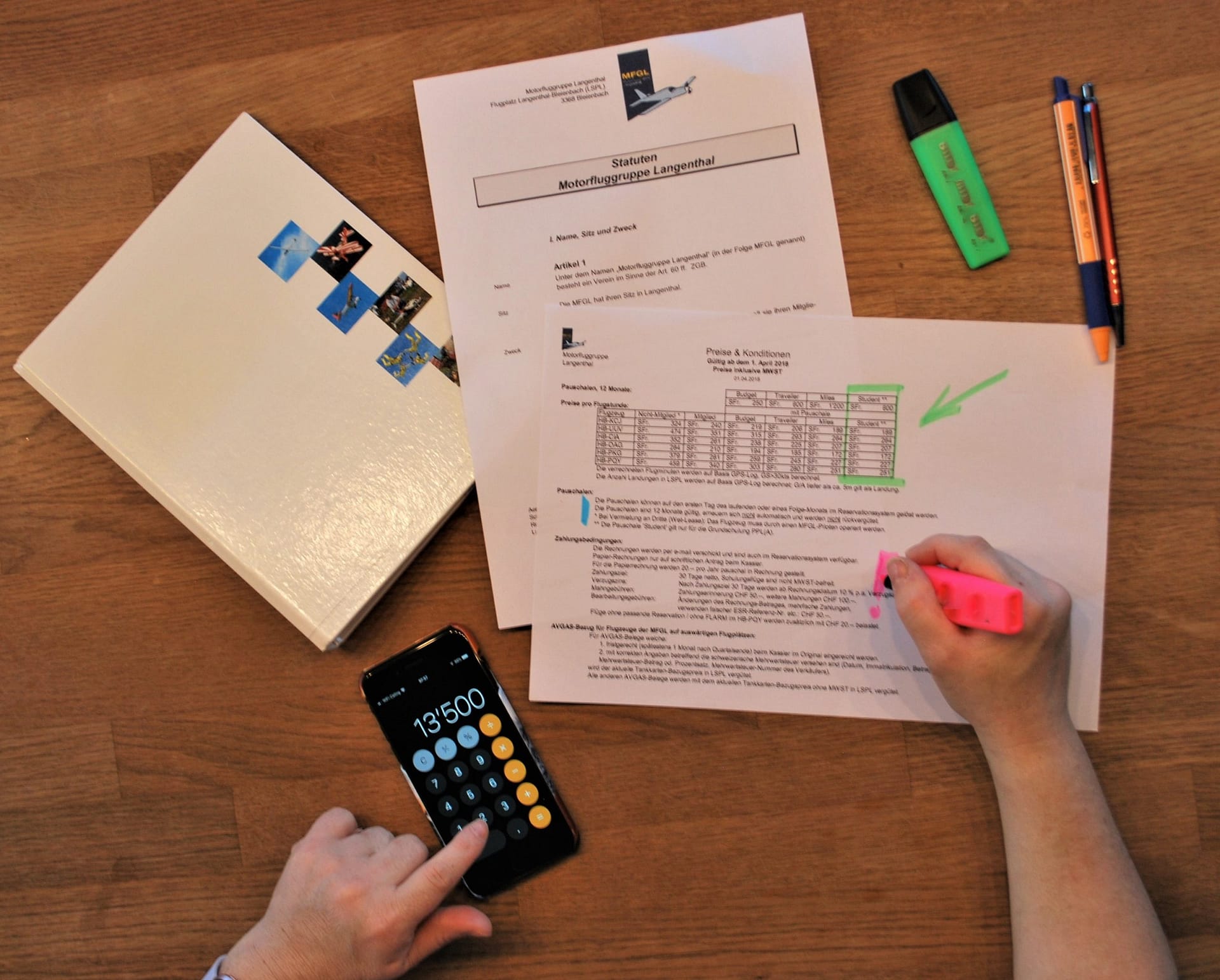 Kostenaufstellung Ausbildung PPL